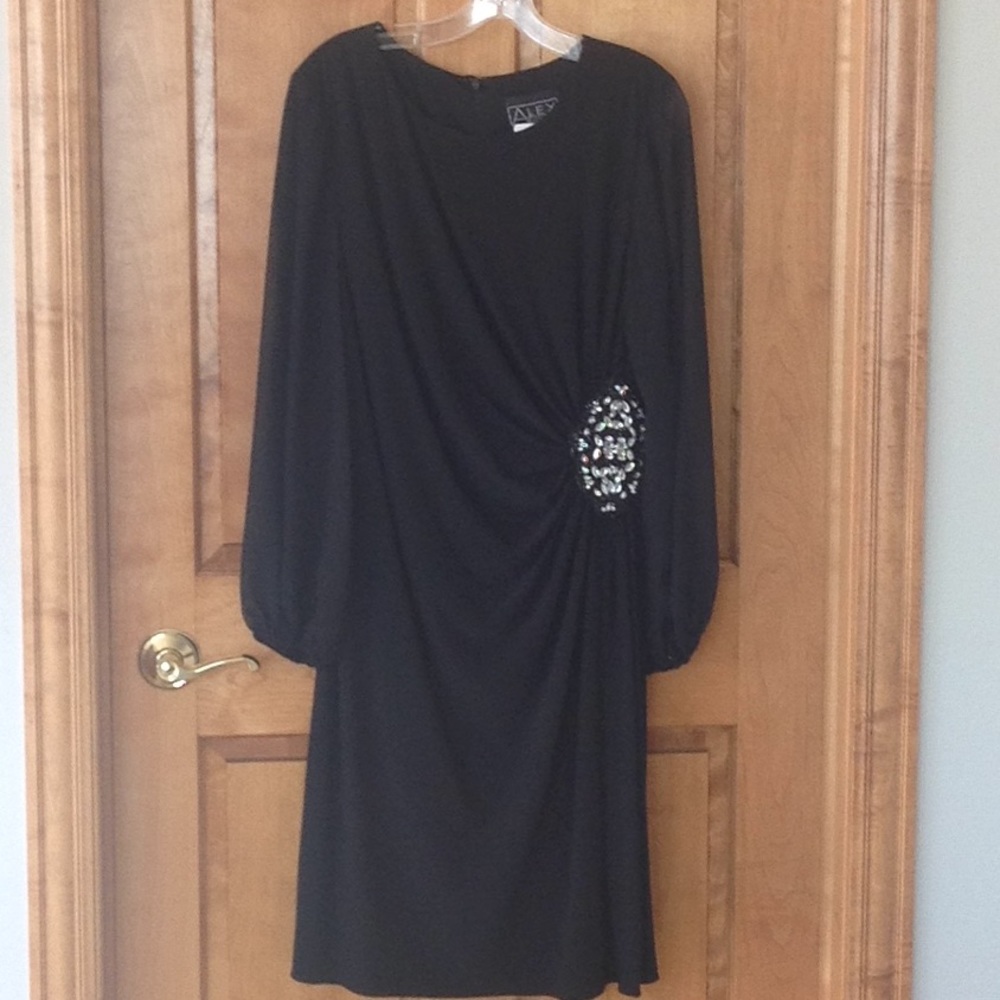 NWT black chiffon Alex Evenings dress size 16